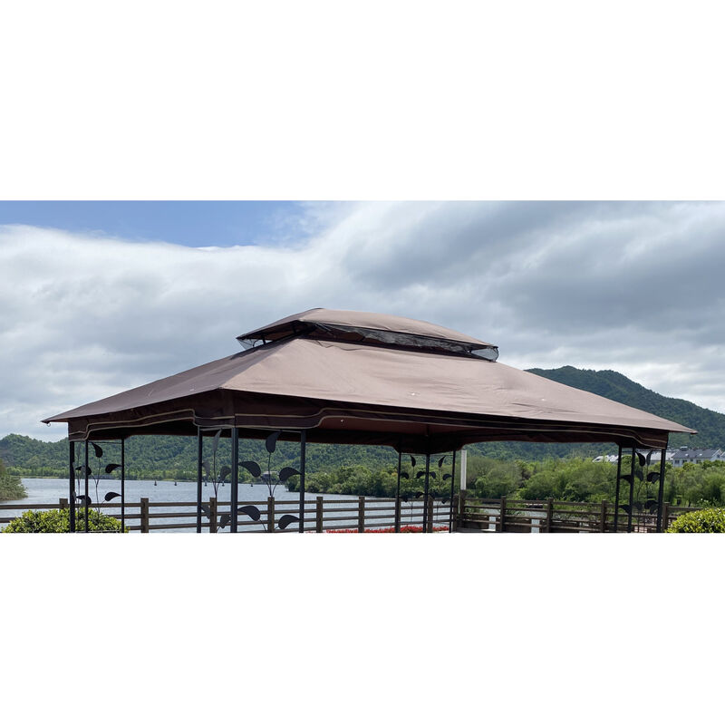 Streamdale 13 X 10FT Patio Double Roof Gazebo Replacement Canopy Top Fabric image number 2