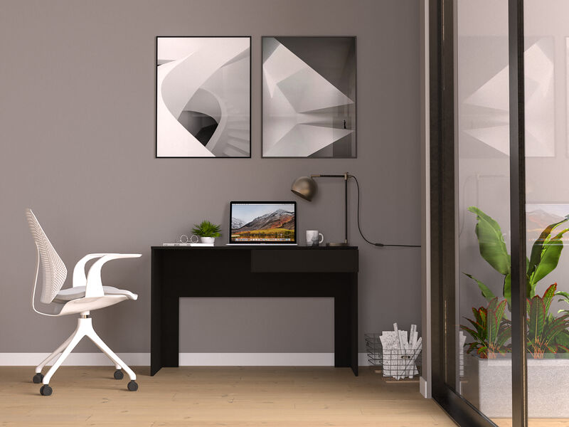 DEPOT E-SHOP Acanto 1 Drawer Writing Computer Desk, Black