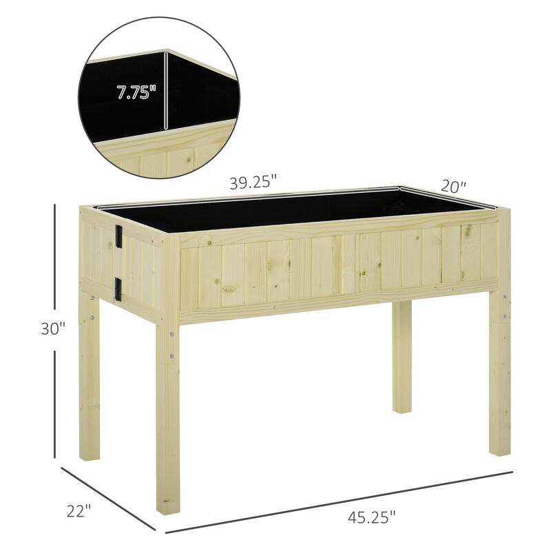 Hivvago Space-Saving Raised Planter Box with Liner and Drainage image number 2
