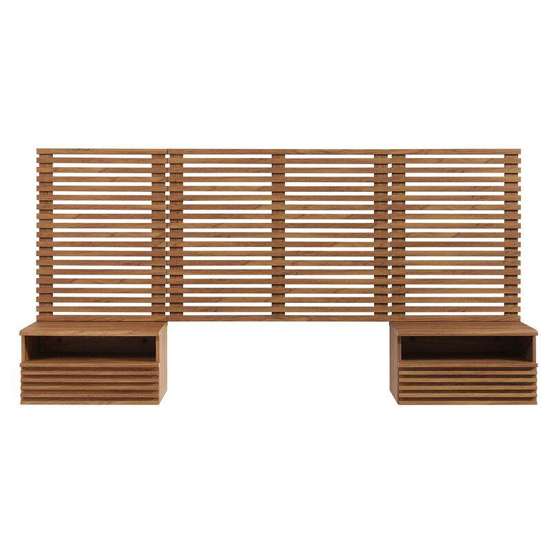Modway - Render Wall Mount Twin Headboard and Modern Nightstands image number 2