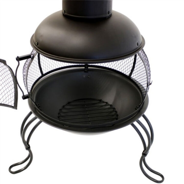 Steel Chimenea Wood Burning Fire Pit for Outdoor Warmth and Ambiance