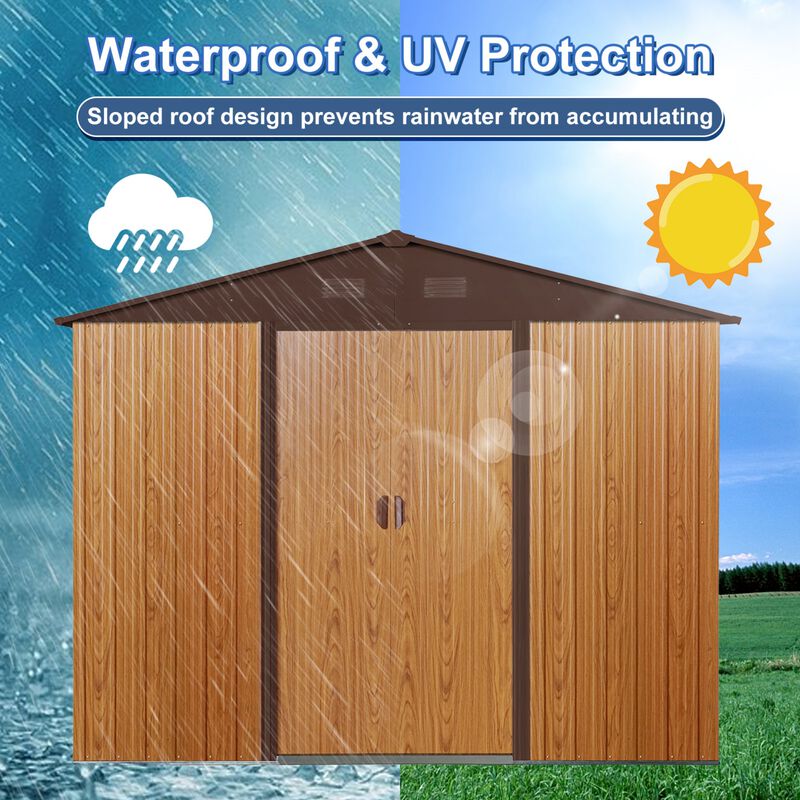 8ft x 10ft Outdoor Metal Storage Shed with Metal Foundation image number 7