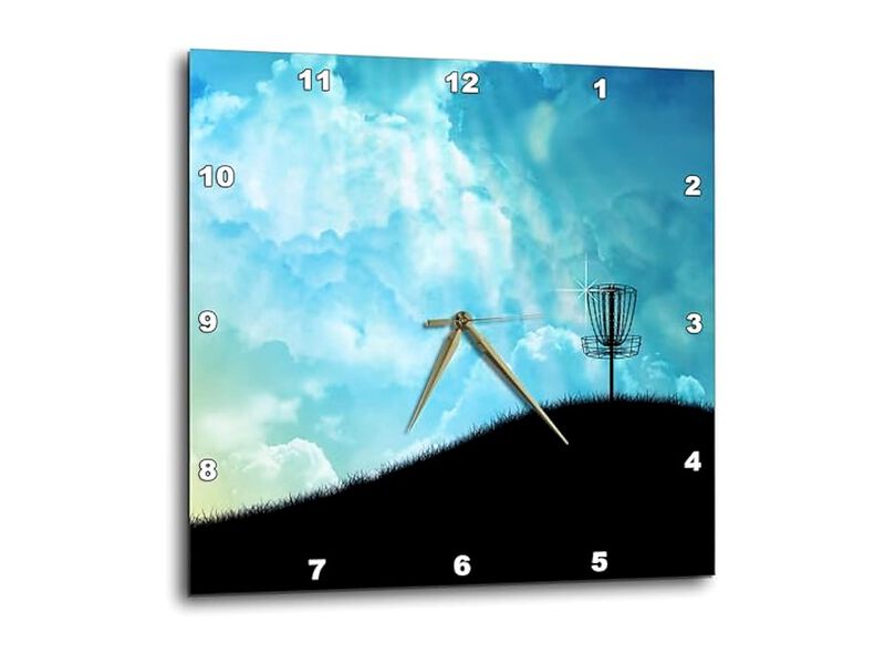 Basket Hill Silhouette Frisbee Disc Golf Wall Clock 15 Inch Home Decor image number 0