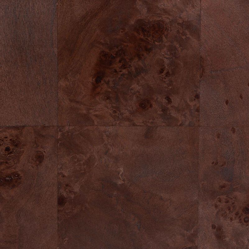 bali & pari Kayla Real Burl Wood Nightstand in Dark Walnut Brown - Modern Bedside Table with Two Drawers and Cutout Handle Design