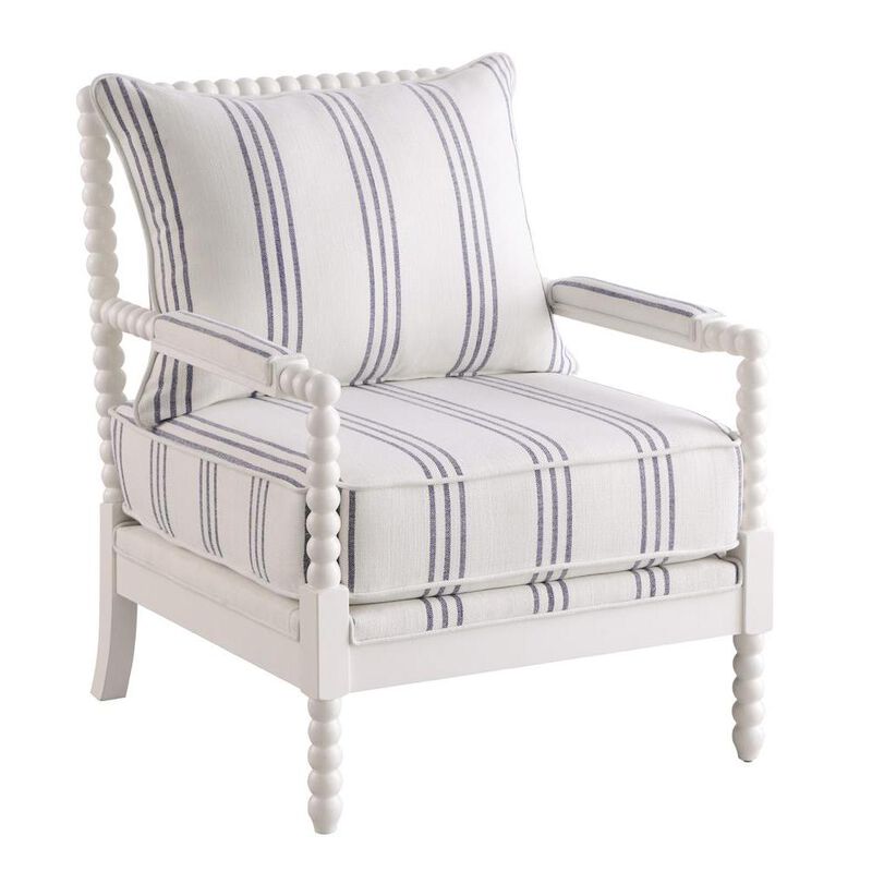 Coaster Co. of America Blanchett Upholstered Accent Chair with Spindle Accent White and Navy