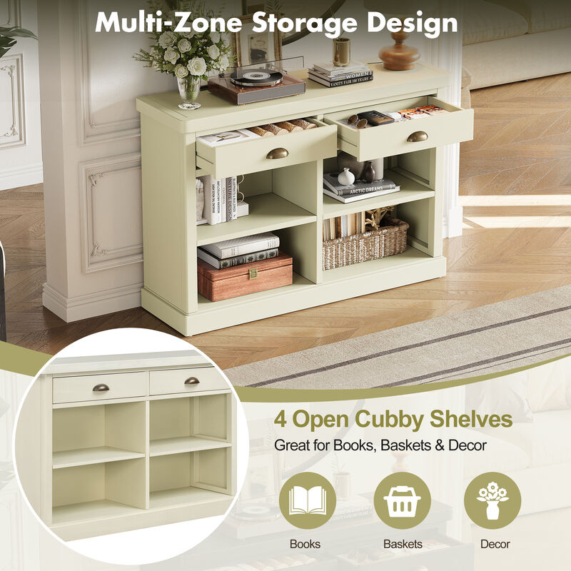 Hegrer 2 Drawers and Open Storage Shelves  Console Table image number 6