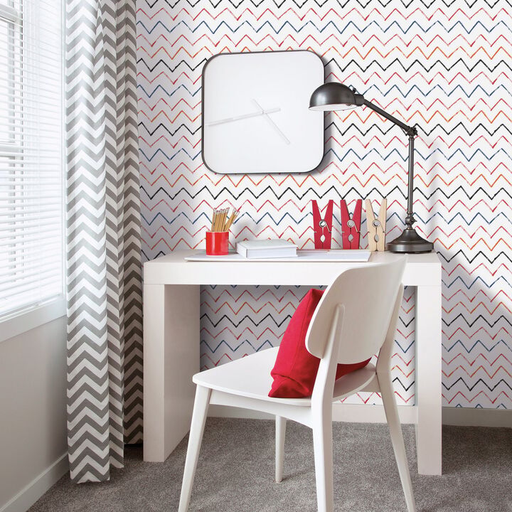 Kids and Teens Zig Zag Red Wallpaper G78604