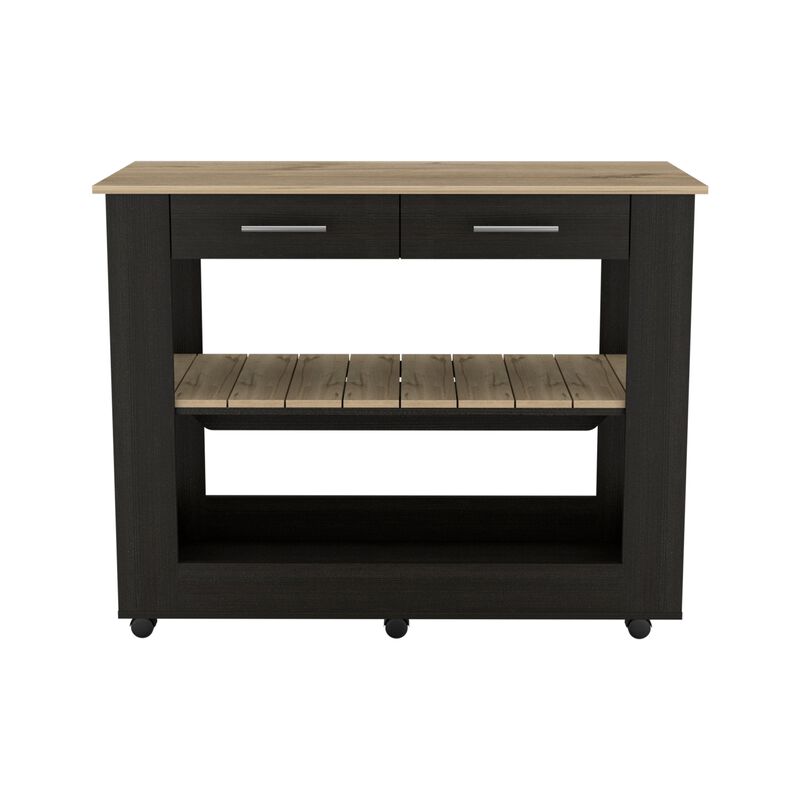 Kitchen Island 46 Inches Dozza, Kitchen, Black / Light Oak image number 0