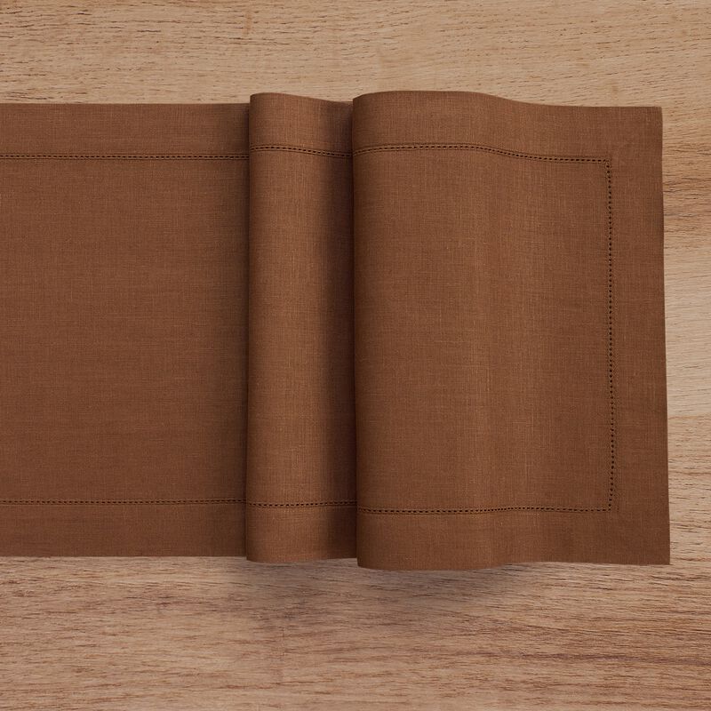 Solino Home Classic Hemstitch 100% Linen Table Runner &ndash; Handcrafted, Machine Washable, Perfect for Holiday and Everyday Dining