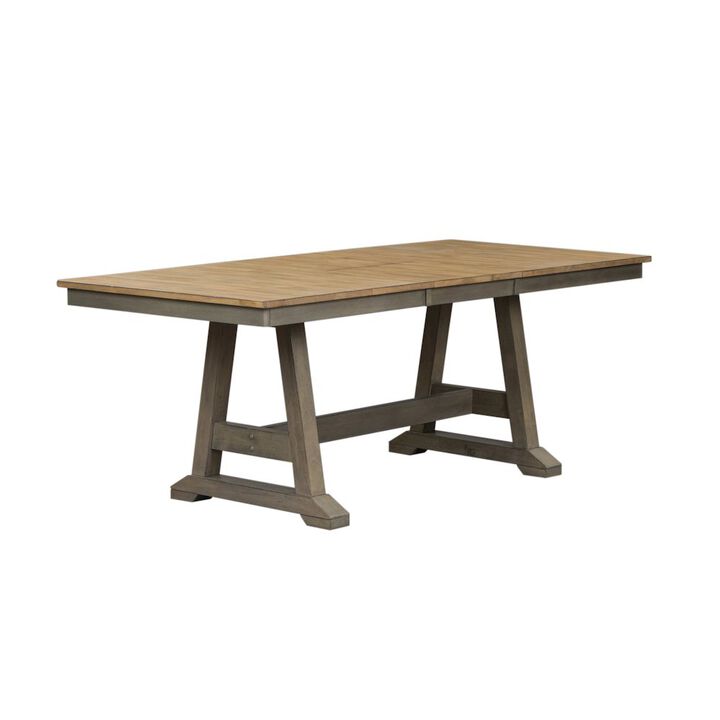 Liberty Furniture Lindsey Farm Trestle Table in Rubberwood Solids & Veneers w/ MDF