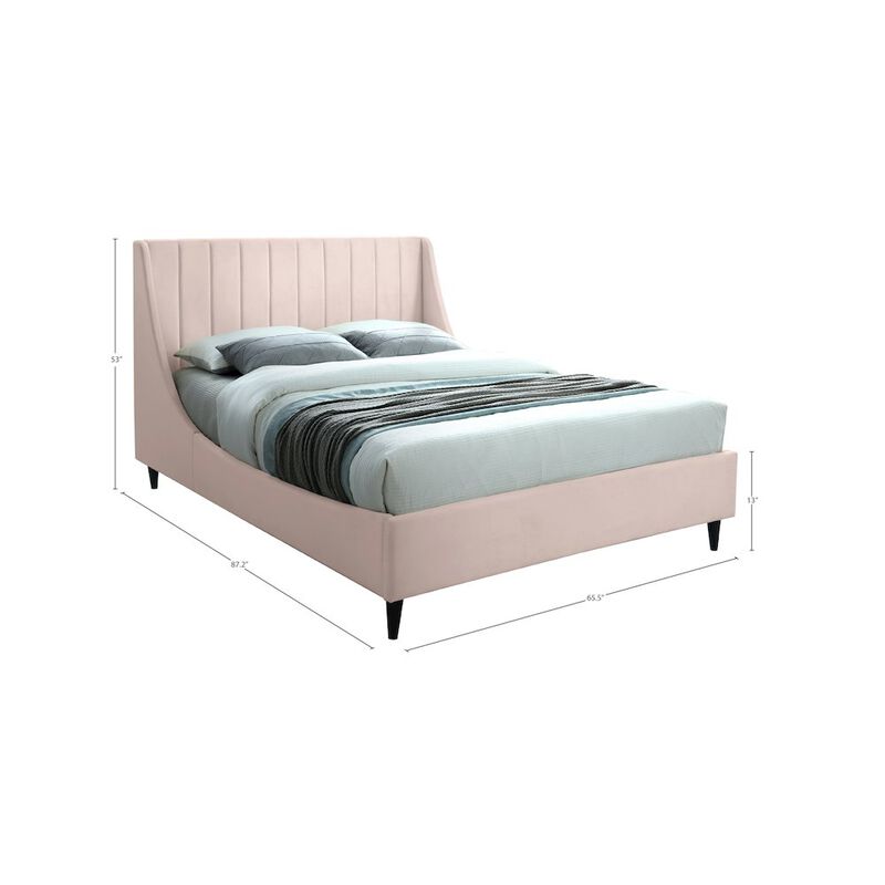 Meridian Furniture Eva Pink Velvet Queen Bed
