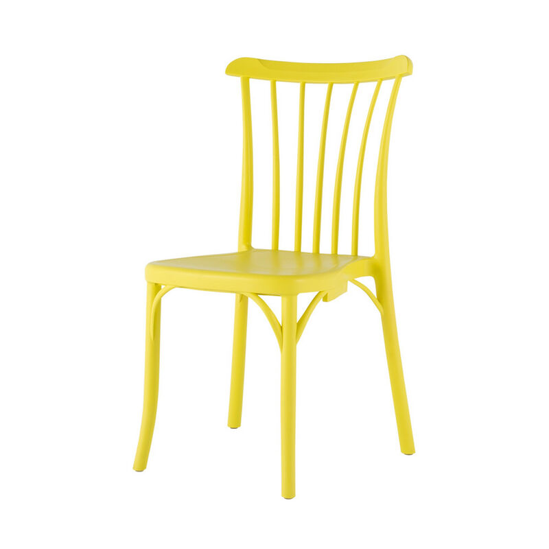 HomeRoots Set of Two Yellow Heavy Duty Plastic Outdoor Stacking Dining Chairs image number 2