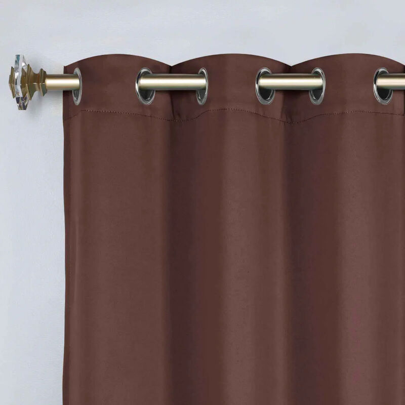 Set of 2 Solid Room Darkening Blackout Window Curtain Panels image number 4