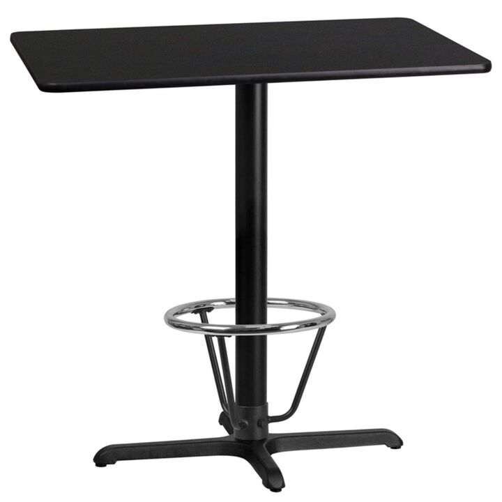 Flash Furniture Stiles 24'' x 42'' Rectangular Black Laminate Table Top with 23.5'' x 29.5'' Bar Height Table Base and Foot Ring