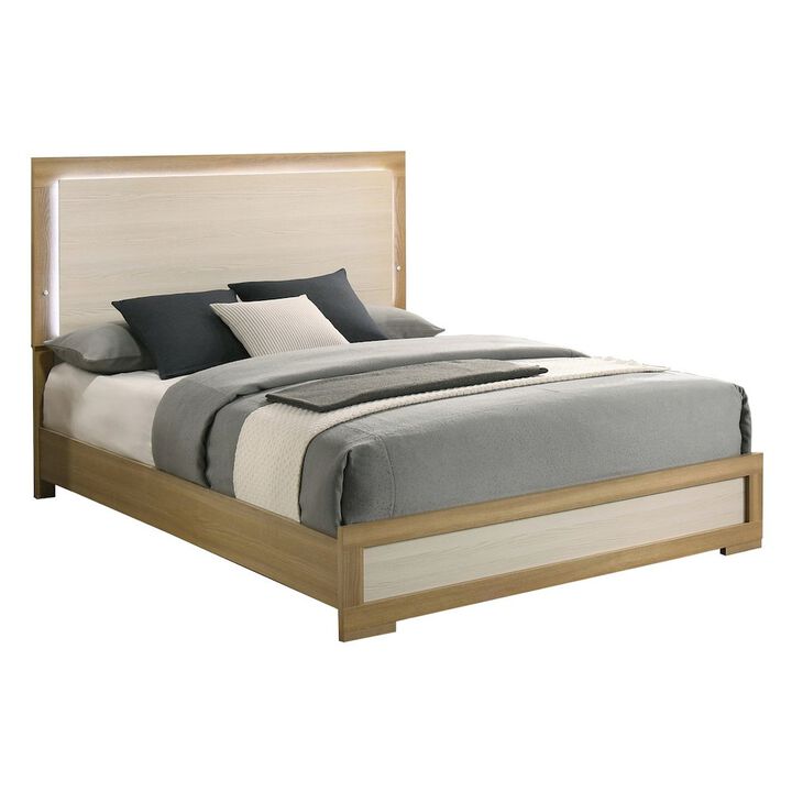Best Quality Furniture Beige wood queen size panel bed