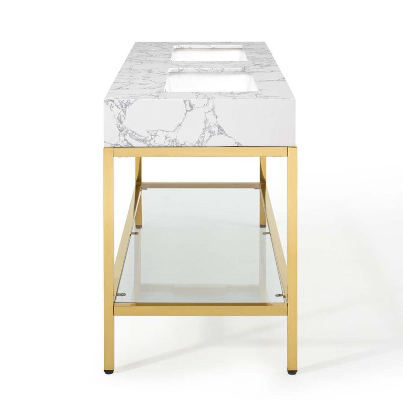 Modway EEI-4001-GLD-WHI Kingsley Bathroom Vanity, 60 Inch, Gold image number 3