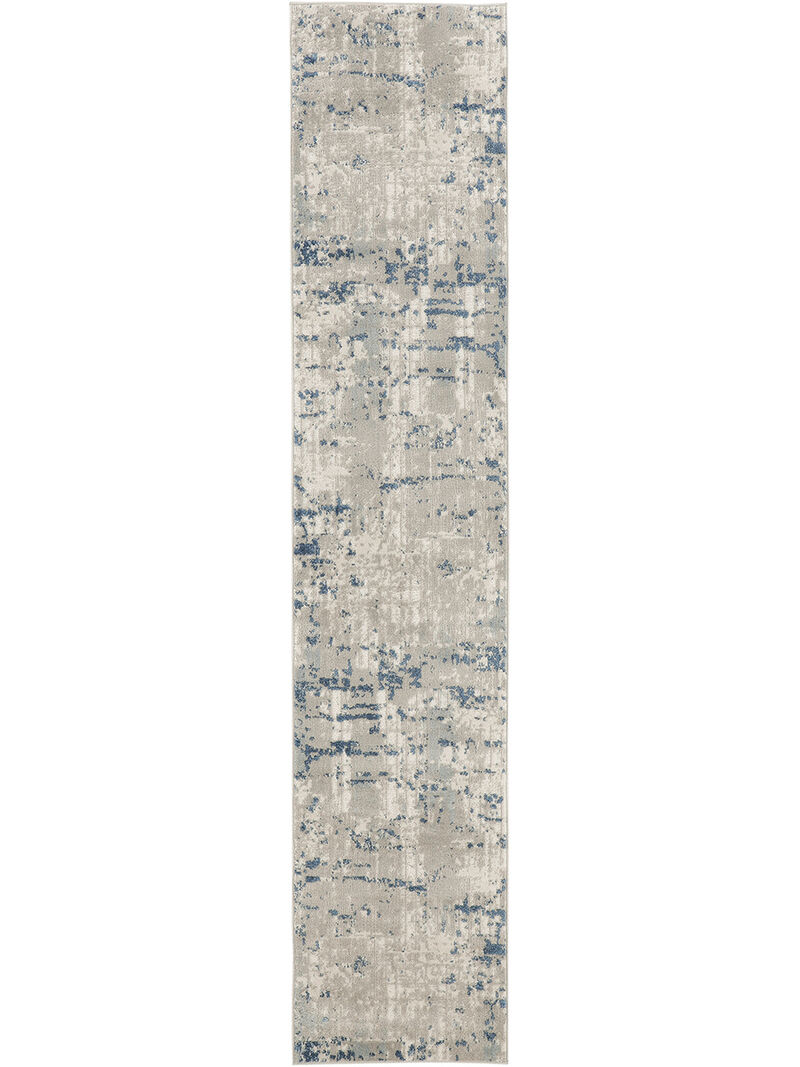 Quarry QUA01 Ivory/Gray/Blue 2'2" x 10' Rug image number 0