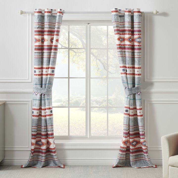 Kiva Western Boho Curtain Panels Tiebacks Pair 42" x 84" by Greenland Home Fashion