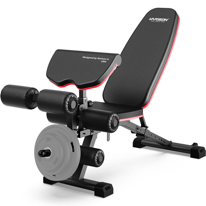 HARISON Adjustable Weight Bench, 1000 lb Capacity, Leg Extension & Preacher Pad, Incline/Decline Bench (HR-609 Black)