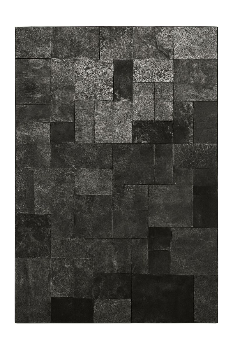 Black & Silver Leaf Cowhide Area Rug_9.5 x 13.5 ft image number 0