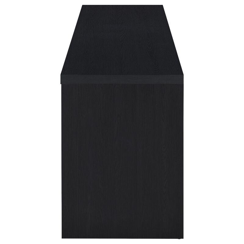 Rutvy TV Stand Media Console with 3 Drawers, Open Shelves, Black Wood image number 3