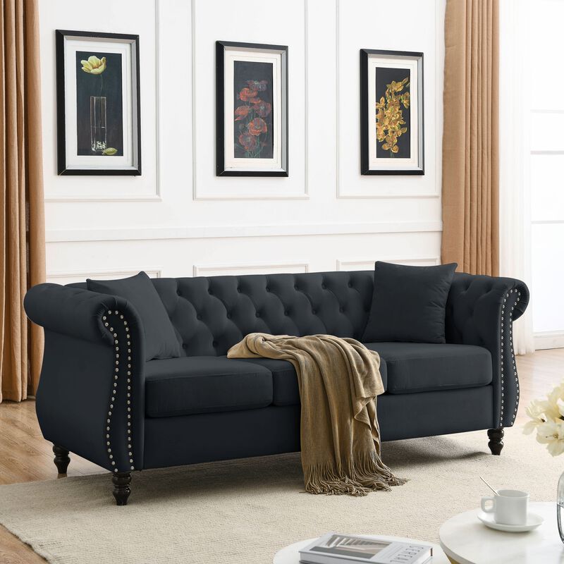 Schalf Velvet 3 Seater Chesterfield Sofa image number 8