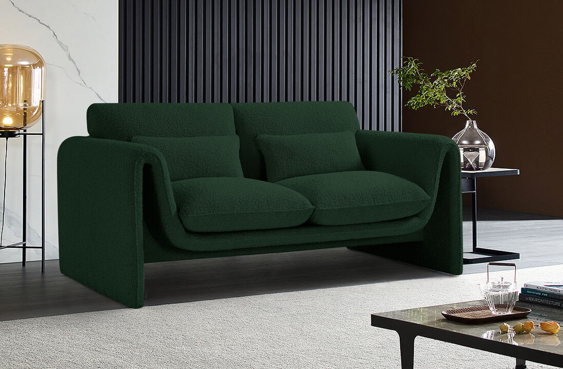 Meridian Furniture Stylus Green Boucle Fabric Loveseat