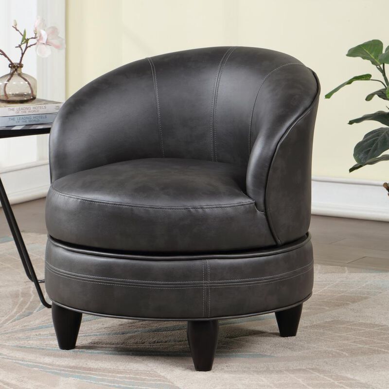 Sophia Swivel Accent Chair Gray Faux Leather