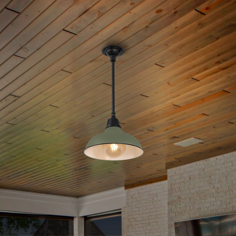 Jasper 12.25" 1-Light Farmhouse Industrial Indoor/Outdoor Iron LED Pendant