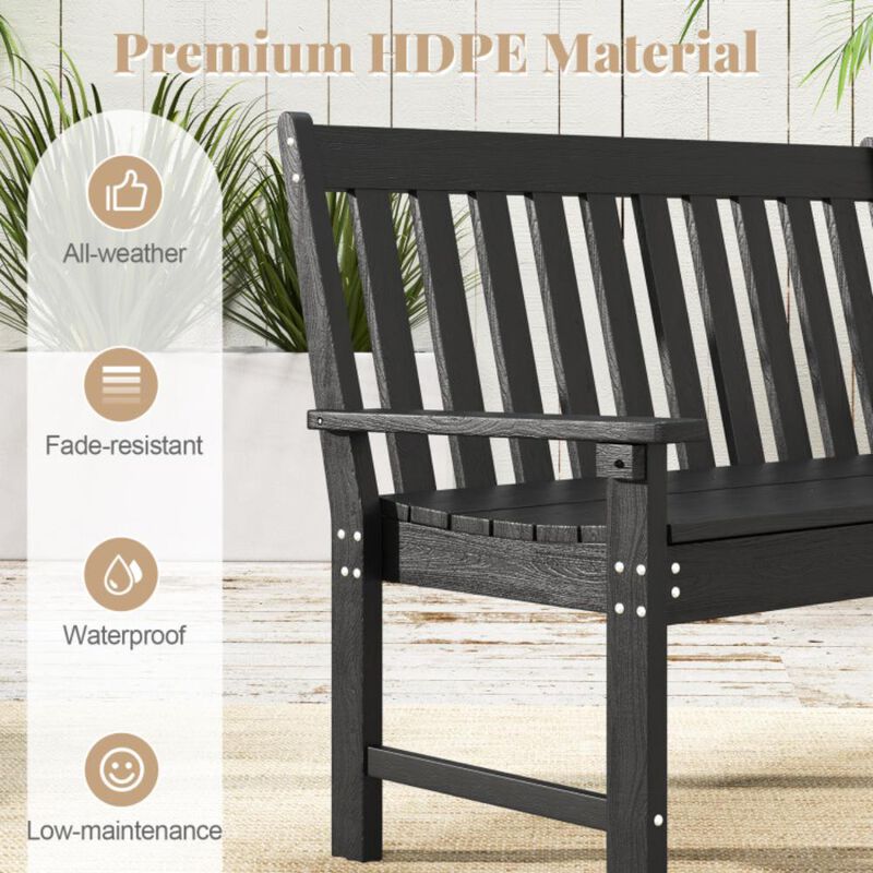 Hivvago All-Weather HDPE Outdoor Bench with Backrest and Armrests