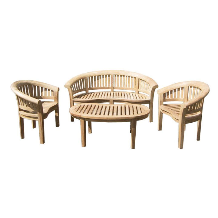 Teak California Set (Medium Wide edition):             1 bench, 2 arm chairs, 1 table