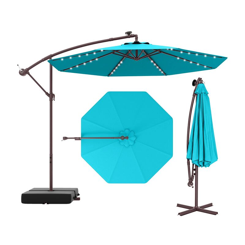 10 Ft Patio Umbrella Offset Cantilever Umbrella with 40 Solar Powered Lights image number 0