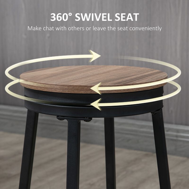 Light Brown Pub Set: 5-Piece Industrial Bar Table with Swivel Stools