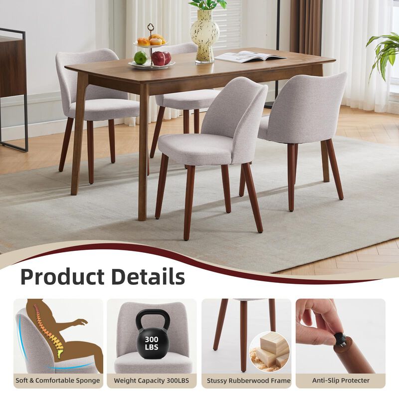2 Pack Modern Wingback Dining Chairs, Linen Fabric Thick Cushion High Back Chairs with Rubberwood Legs for Home Dining Use image number 2