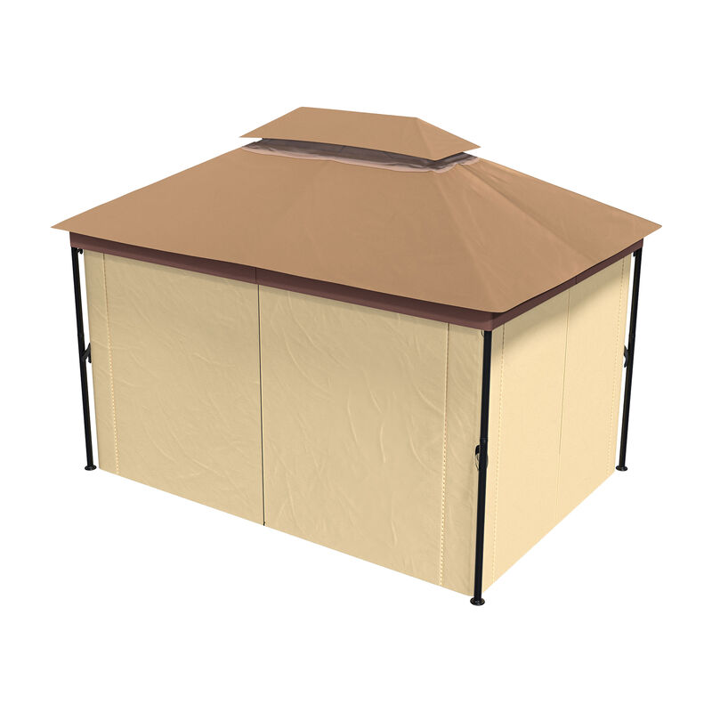 MONDAWE 10 x 13 ft Soft Top Outdoor Patio Gazebo Tent Canopy with Included Curtains Ventilated Double Roof, Beige