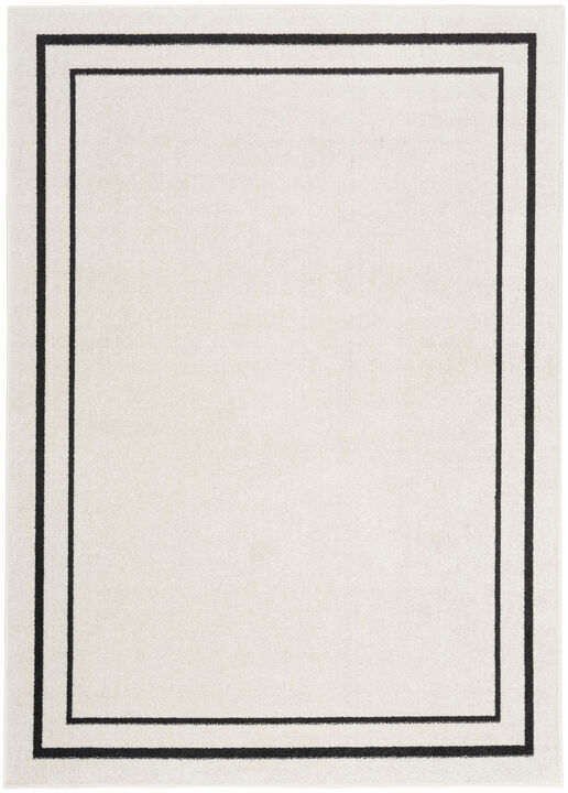 HomeRoots 6' X 9' Ivory And Black Indoor Outdoor Area Rug
