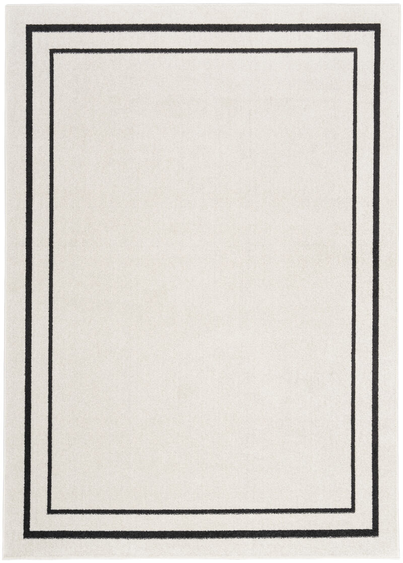HomeRoots 6' X 9' Ivory And Black Indoor Outdoor Area Rug image number 0