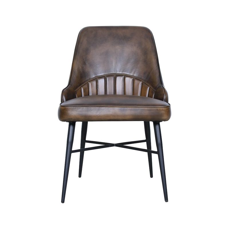 World Interiors Galway Dining Chair in Antique Whiskey Leather