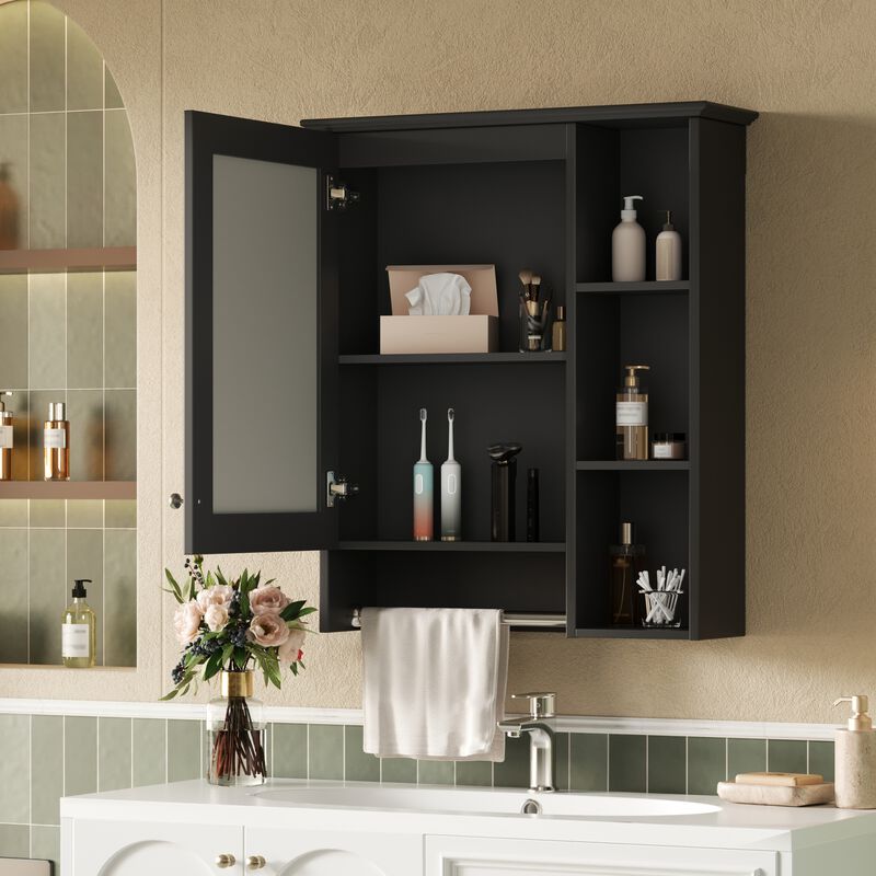 ELEMENT ACE Wall Mounted Medicine Cabinet with Adjustable Shelf and Integrated Towel Bar Organization Solution image number 9
