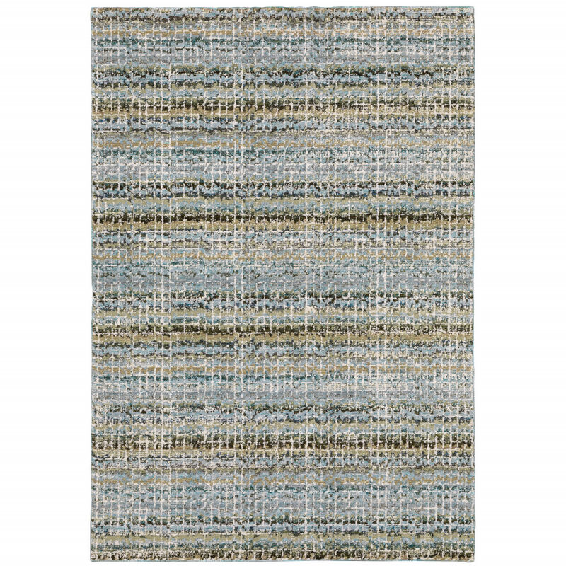 3 X 5 Blue green Teal And grey Abstract Power Loom Stain Resistant Area Rug image number 0