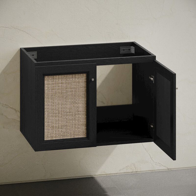 Classe 30" Wall-Mounted Bathroom Vanity in Black Oak without Sink Top image number 5