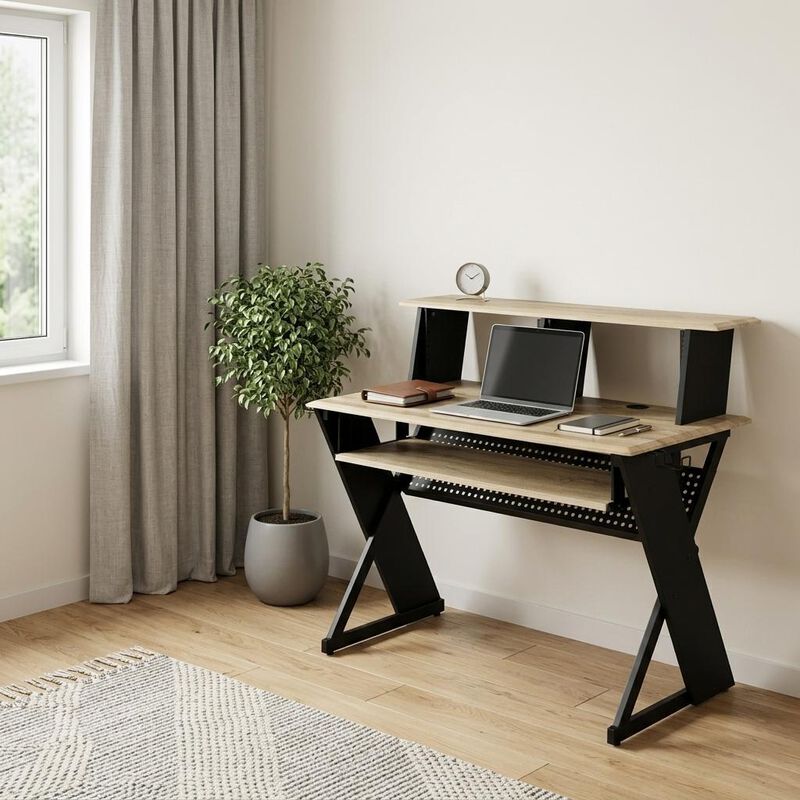 HomeRoots 47" Natural and Black Music Desk image number 1