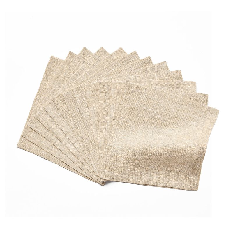 Solino Home 100% Pure Linen Cocktail Napkins 6 x 6 Inch Set of 12 - Athena