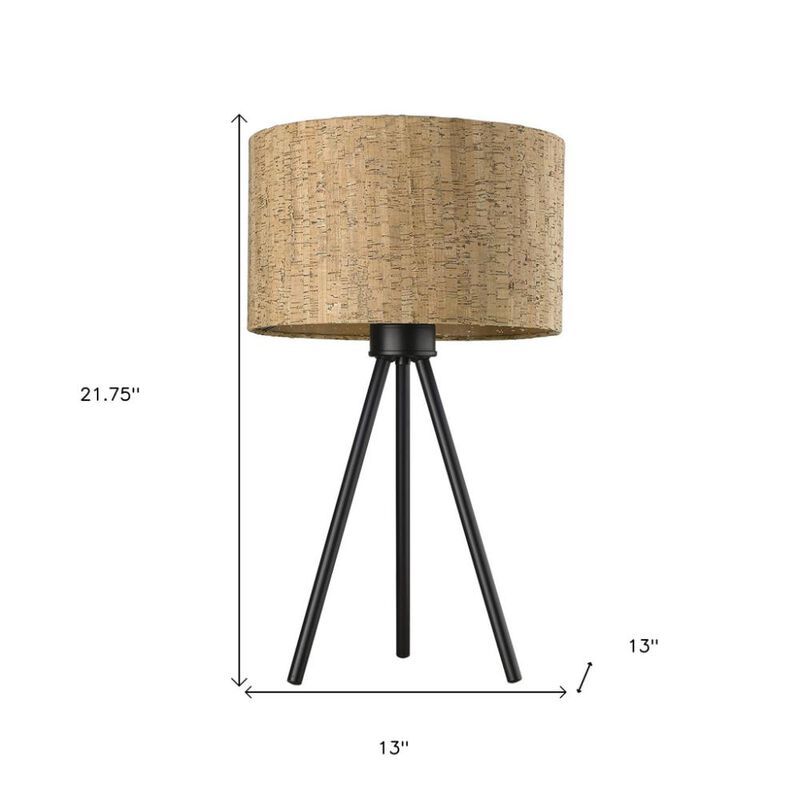 Hivvago 22" Black Metal Tripod Table Lamp With Beige Drum Shade