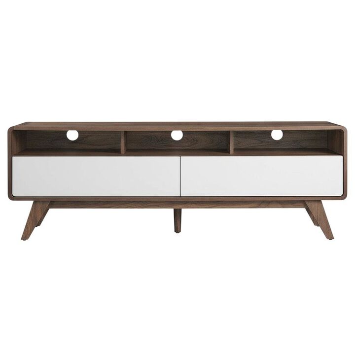 Wooden TV Stand in Brown with Spacious Storage and Sturdy Design