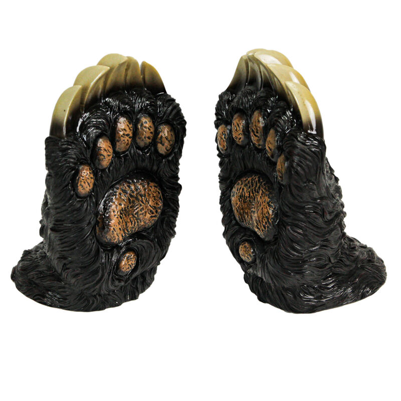 7 Inch Bear Paw Decorative Bookends Rustic Resin Shelf Organizer Cabin Home image number 0