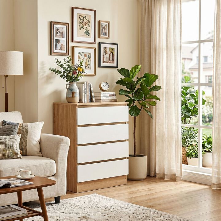 Modern White 4 Drawer Storage Cabinet for Bedroom and Home Storage