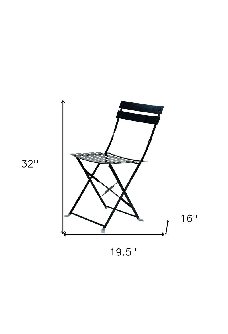HomeRoots Set of Two Black Aluminum Outdoor Folding Dining Chairs image number 6