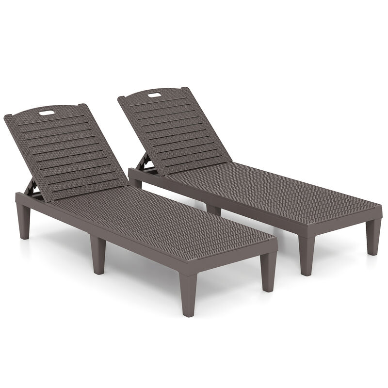 Set of 2 Outdoor PP Chaise Lounge Chairs with Adjustable Backrests image number 0