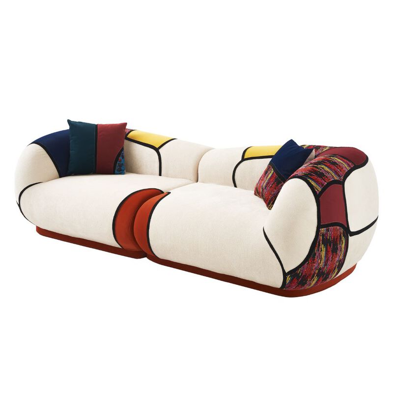 104" Oversized Modern Curved Chenille Sofa, 4-Seat Boneless Floor Lounge Couch for Living Room image number 0